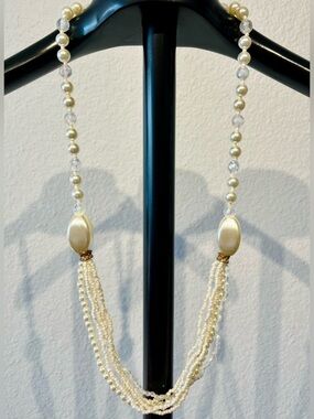 Vintage Cream Faux Pearl Multi-Strand Necklace